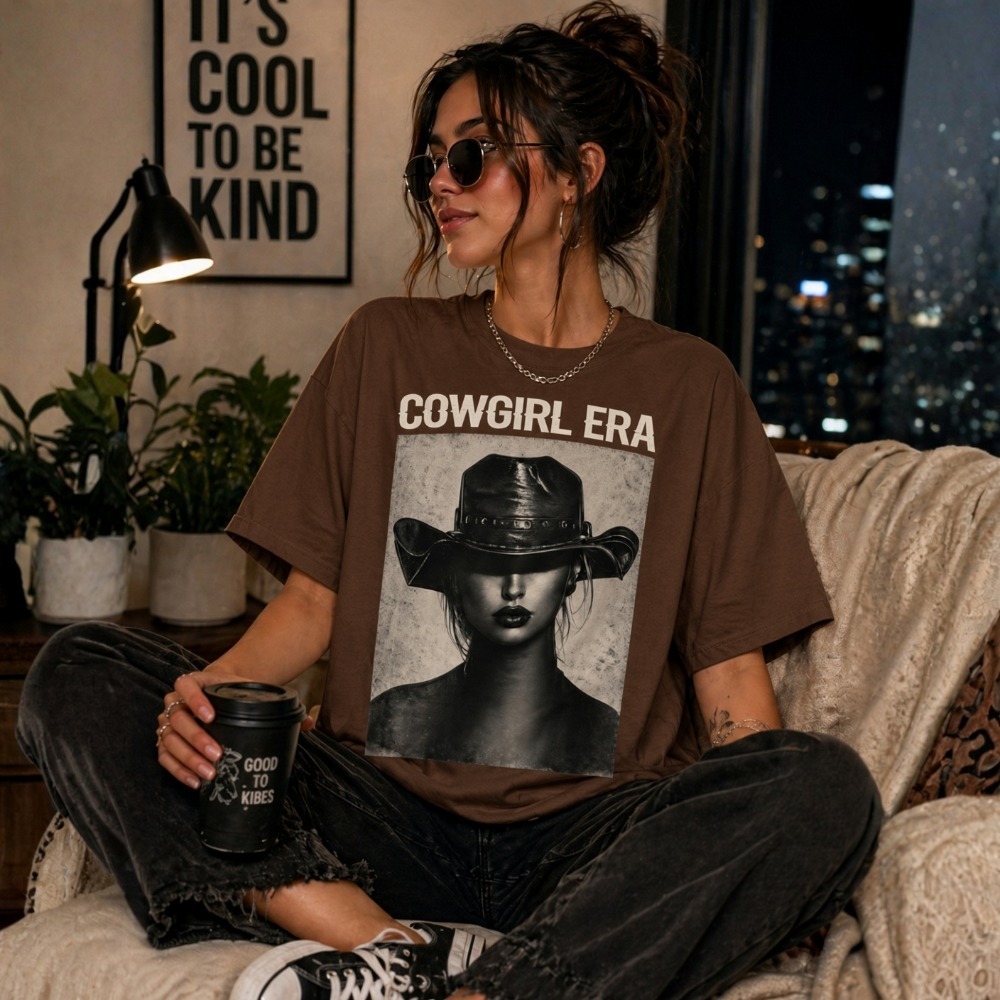 Camiseta Feminina Cowgirl Era Country Chapéu Estampada Baby Look e Plus Size Blusa Western Estilosa