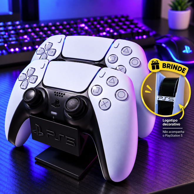 Suporte Controle PS5 PS4 Console Base Setup Gamer Dualsense Dualshock de Mesa