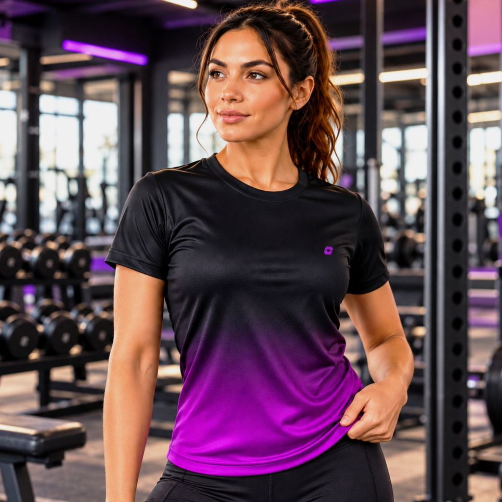Camiseta Feminina Dry Fit Baby Look Roupa Academia Fitness Blusinha Leve e Respirável Treino Camiseta Proteção UV30+