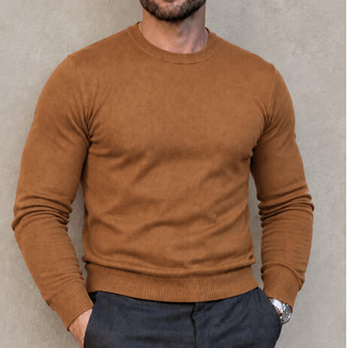 Blusa Masculina Lisa de Frio Suéter de Tricot Inverno Gola Redonda Básica Tam. M G GG