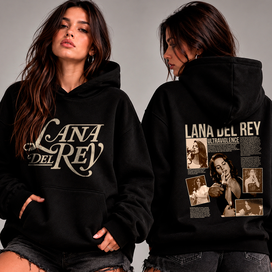 Moletom Blusa De Frio Lana Del Rey Ultraviolence Album Unissex Frente e Costas