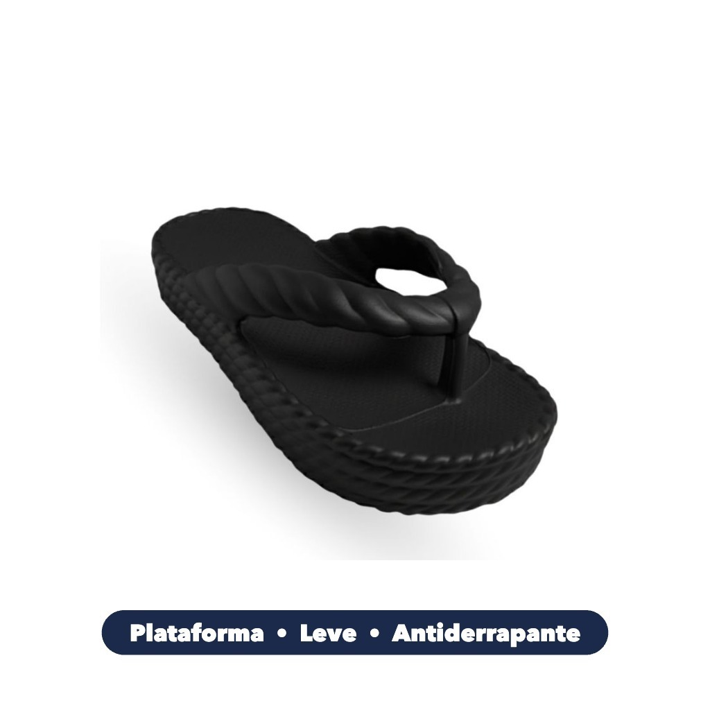 Chinelo Feminino Plataforma Nuvem Trançado de Dedo EVA Leve Macio Antiderrapante Confortável Sandália Yvate 2313