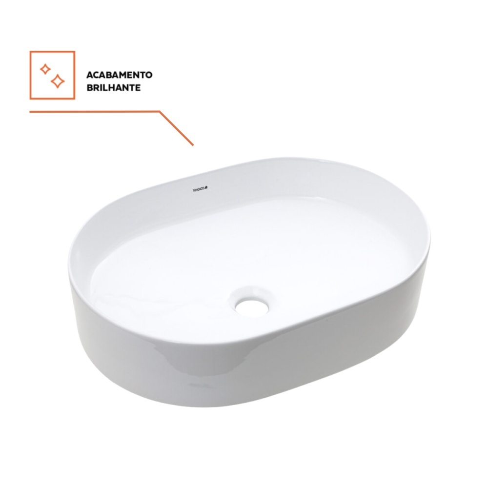 Cuba de Apoio Sem Válvula para Banheiro Oval Louça Cerâmica Neptunita Pingoo - Branco · foto 2