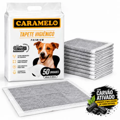 Tapete Higiênico Carvão Ativado Premium - Caramelo - Alta Absorção - Com Adesivos para Fixação - Não Vaza