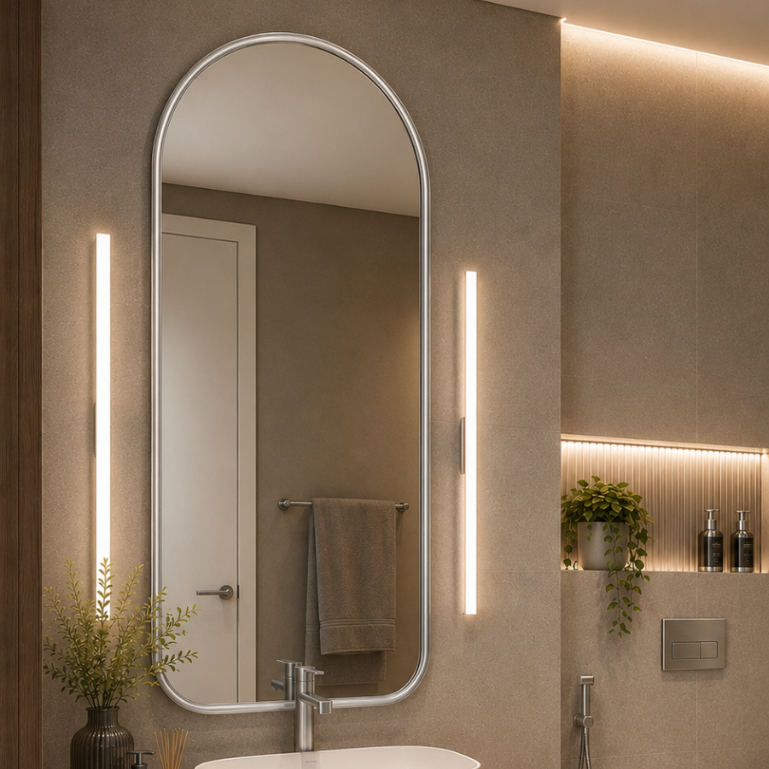 Espelho Lopazzi Grande Corpo Inteiro Base Reta Moldura Alumínio Quarto Sala Hall Pinterest 110x50cm · foto 2
