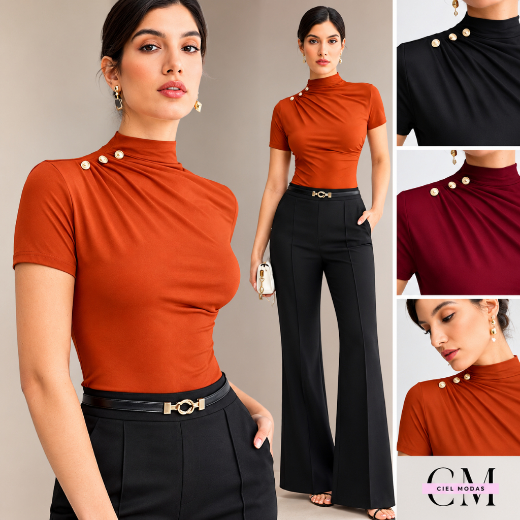 BLUSA feminina ESTILOSA elegante suplex gola alta blusinha social delicada tendencia 2027 blusas