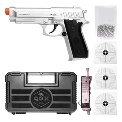 PISTOLA AIRGUN PT92 SILVER FULL METAL 4,5+MALETA+ESFERA+ALVOS