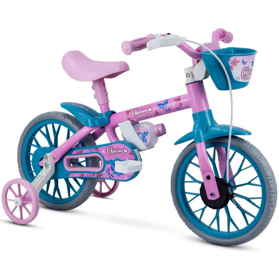 Bicicleta Bike Criança 2 A 5 Anos Aro 12 Nathor Infantil Rosa C/ Rodinha Menina e Menino