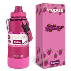 MODUS Garrafa Térmica 950ml Feminina Cor Rosa Estampa Amora Com Alça de Paracord Resistente Mantém Frio e Calor