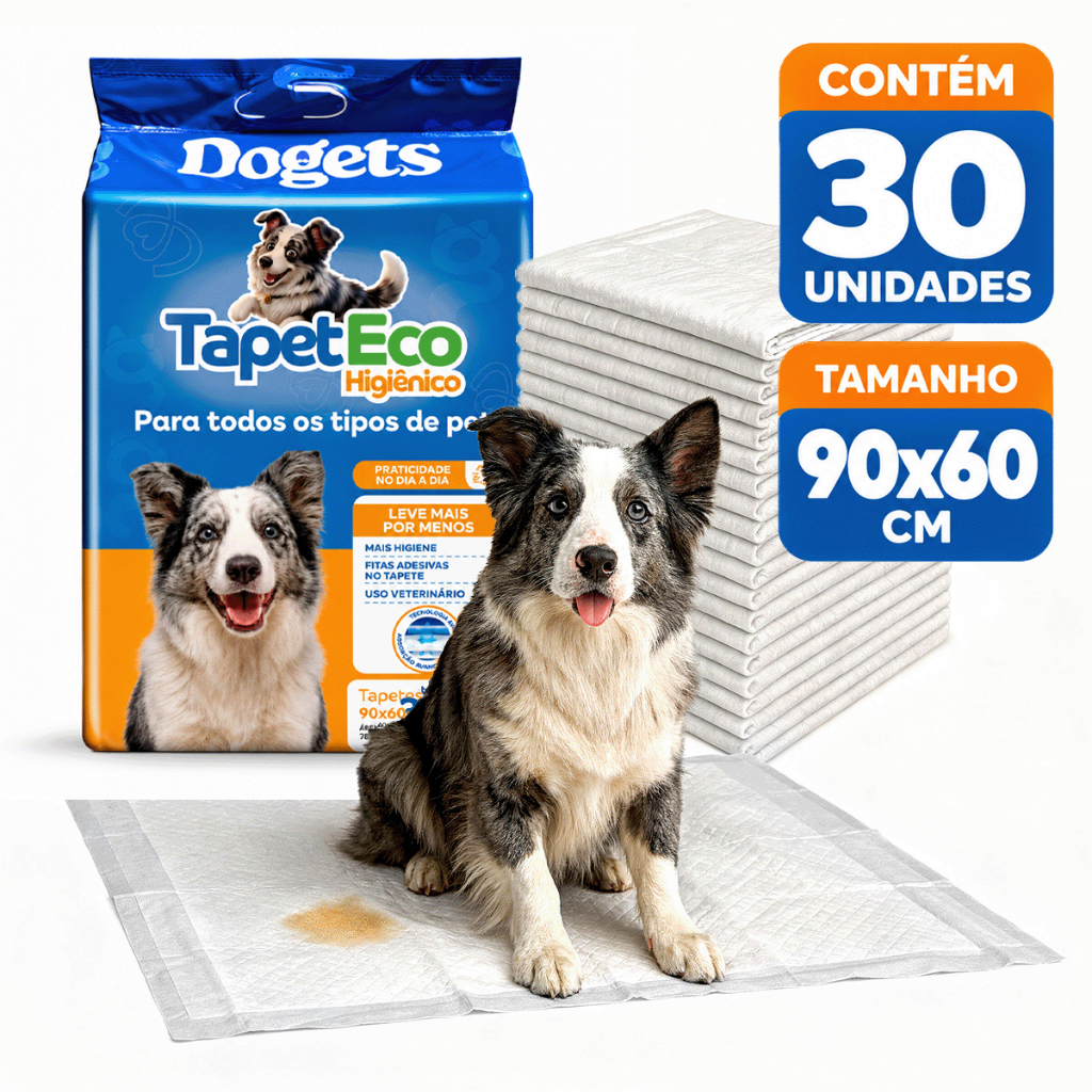 Tapete Higiênico Para Câes 90x60 Pet Alta Absorção Adesivo 30 Unidades TapetEco Envio Imediato