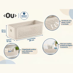 Cesto Empilhável Organizador Lavanderia Banheiro Multiuso 6,6L Organização Armazenamento