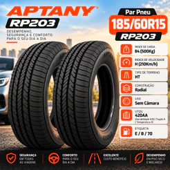 Kit 2 Pneu 185/60R15 Aptany RP203 84H Aro 15 Polo Virtus HB20 Onix Argo Yaris