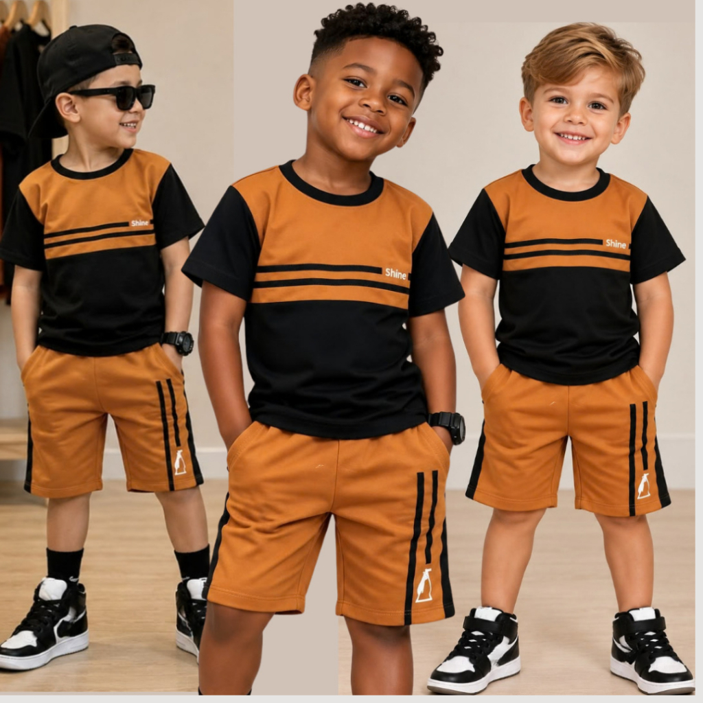 Conjunto Infantil Menino Blusa 100% Algodão e Bermuda Moletinho 2 ao 14