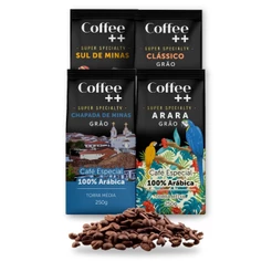Kit 4 Café Especial em Grãos Coffee Mais Sul de Minas, Clássico, Chapada de Minas e Arara 100% Arábica - 4x250g