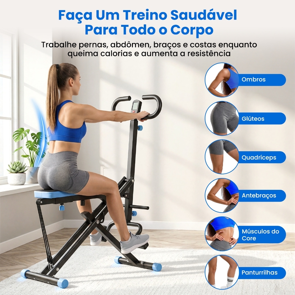 Máquina Remo Agachamento Musculação P/casa Dobrável 3 Níveis — imagem 2 de 2