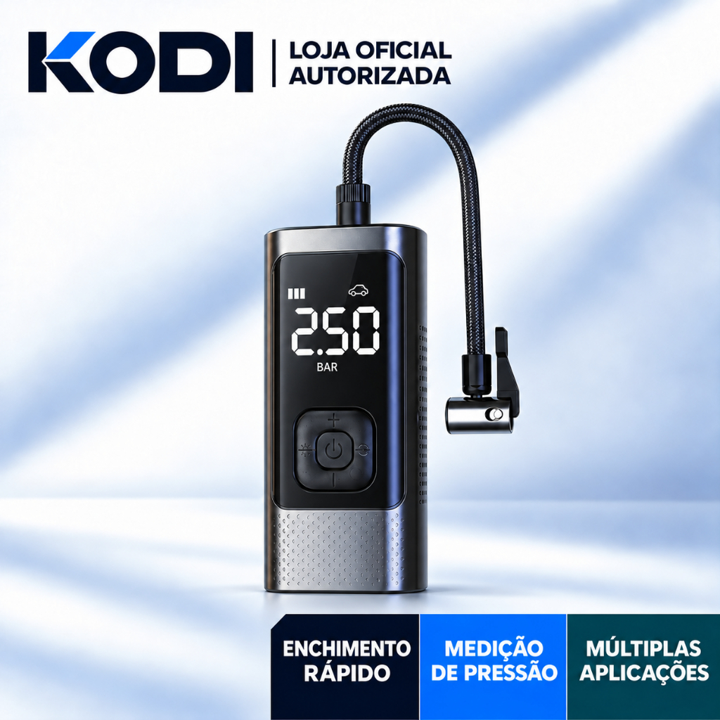 Mini Compressor de Ar Sem Fio 4000mAh | Inflador Pneu Carro Moto Bike Digital LED Automático M6