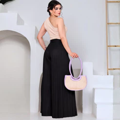 Calça Plissada Com Cinto pantalona Feminina Moda Social Casual evangelica