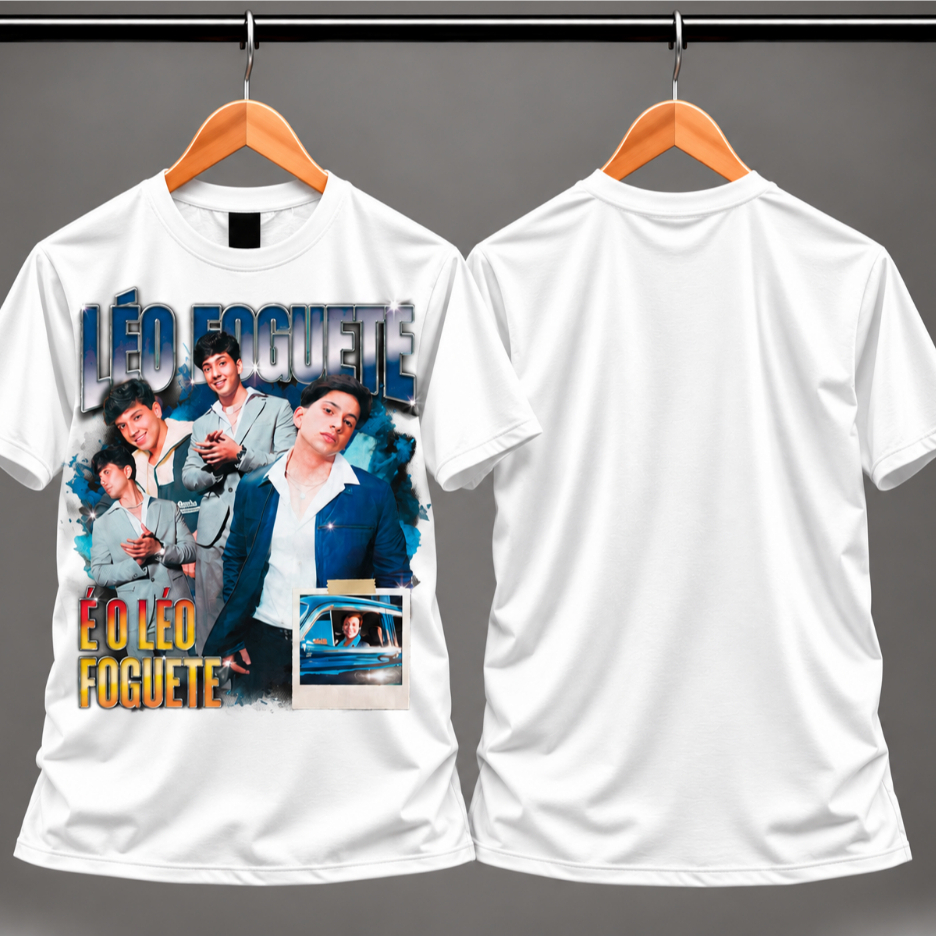 Camiseta Básica Léo Foguete cantor sertanejo Arrocha Feminina e Masculino Plus Size do G1 ao G5