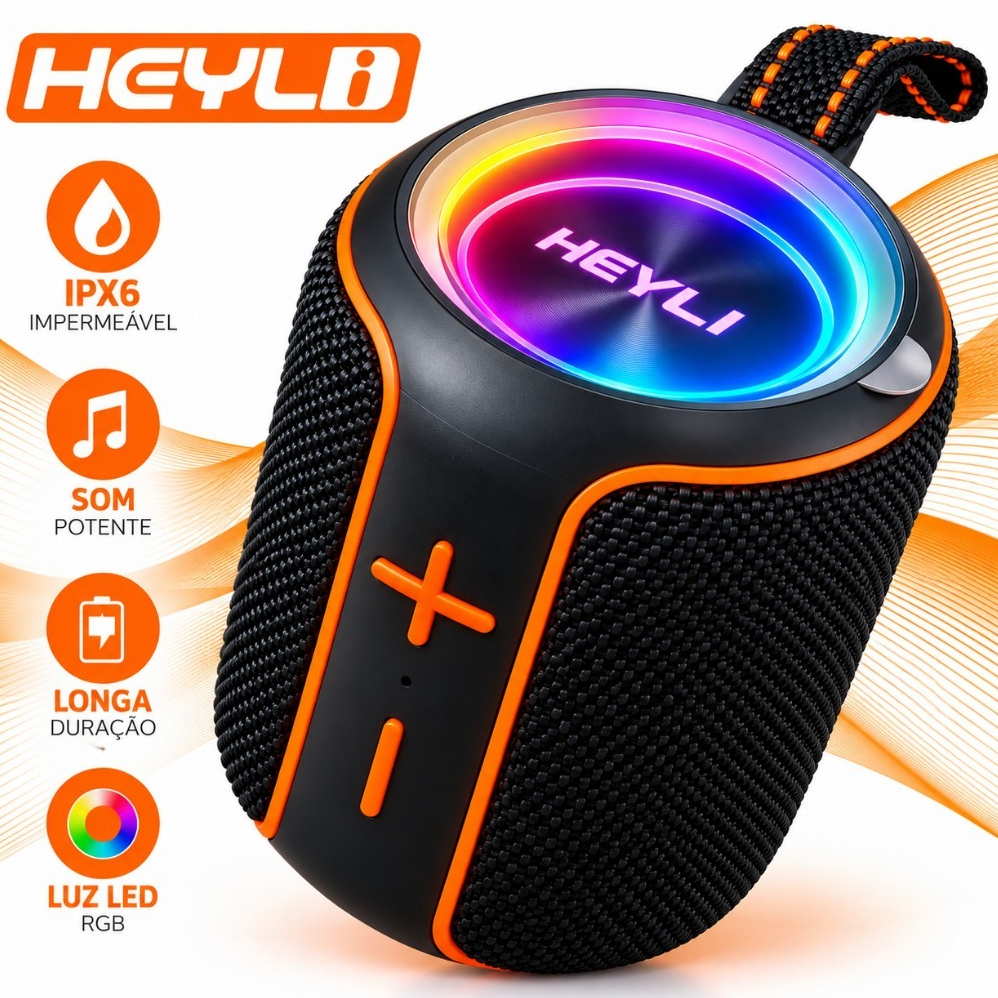 Caixa de som Bluetooth Sem Fio Com RGB LED TWS 10W Portátil Mini Para Notebook/Telefone/Tablet