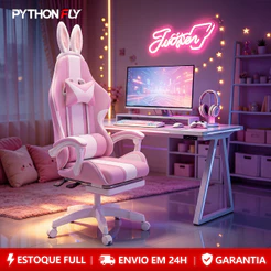Cadeira Gamer Reclinável Ergonômica Base Giratória Cadeira Gamer Reclinável Ergonômica Base Giratória cor :Rosa
