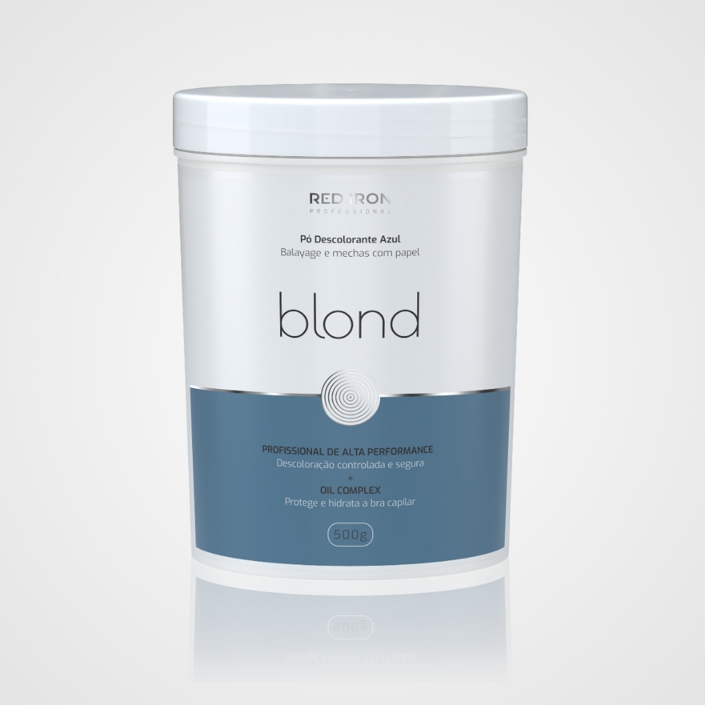 Pó Descolorante Azul Red Iron Blond 500g Abre Até 9 Tons Dust Free Descoloração Uniforme Profissional