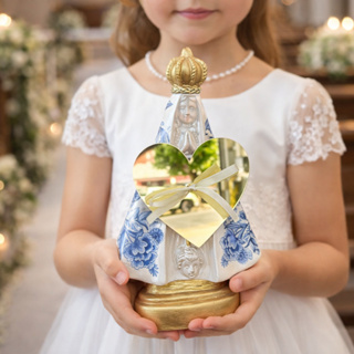 Porta Alianças Católico Nossa Senhora Aparecida em Gesso com Acrílico Dourado Feito a Mão Único em Oferta na Shopee