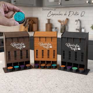 Porta Capsulas DELTA Q Torre Compacta p/ até 40 Capsulas em MDF Resistente e Moderna Envio Rápido em Oferta na Shopee