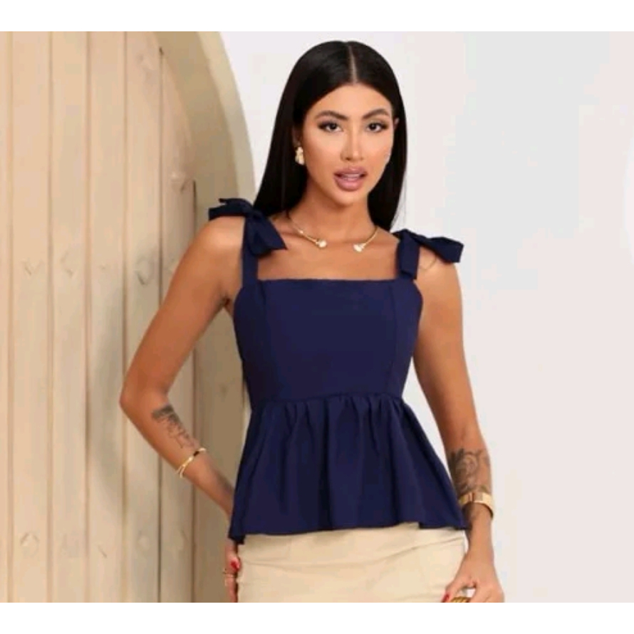 Blusa STELLA con Amarração no Ombro Feminina tendência Verão