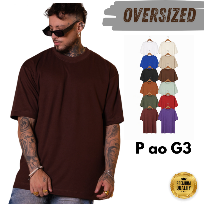 Camiseta Oversized P AO G3 Plus Size Streetwear Padrão Americano 100% Algodão Premium