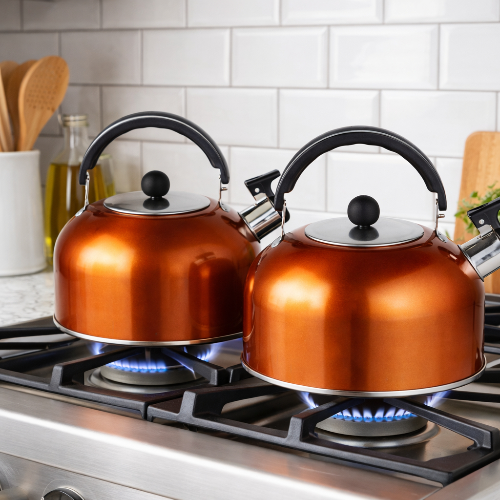 2 Chaleira De Inox Dourada Com Apito Para Chá Café – Aço Inoxidável 2 Litros em Oferta na Shopee