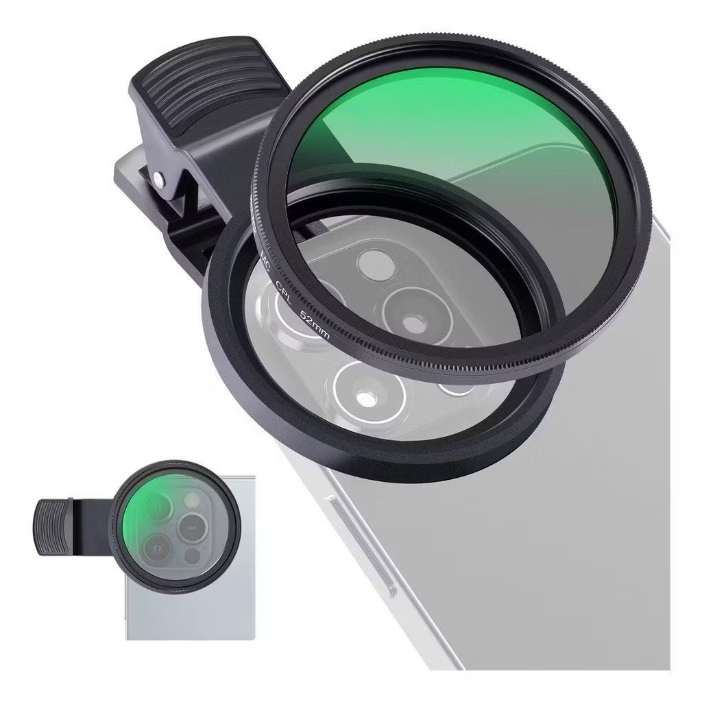 52mm Filtro Cpl Lente Polarizador Para Celular Clipe Anti Reflexo Com Estojo