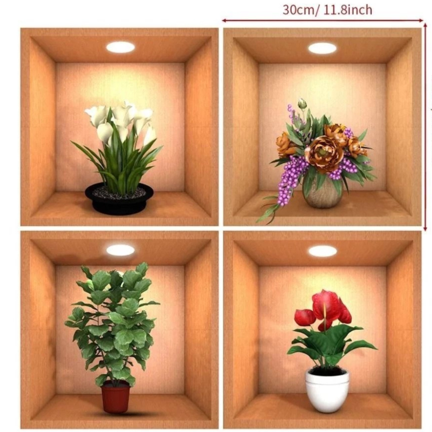 Adesivos 30 CM X 40 CM criativos 3D de plantas verdes decoração parede - FY802641