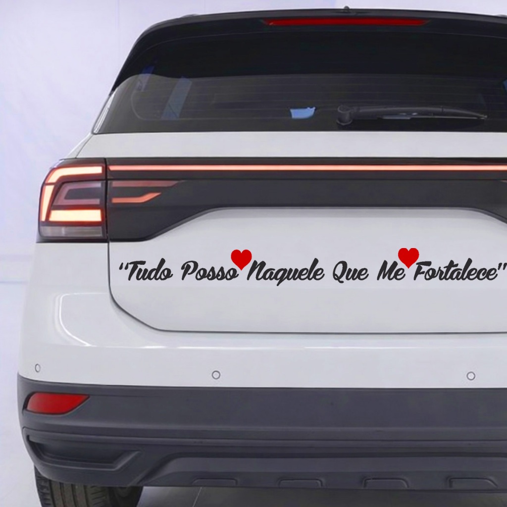 Adesivo Decorativos Frase Tudo Posso naquele que me fortalece Oração versículo salmo para Carro Moto vidro vitrine Movel