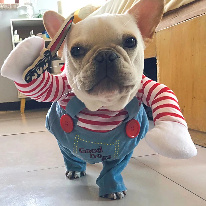Fantasia Halloween Pet Engraçada Cosplay para Cães Pequenos e Médios Gatos Ajustável Bulldog Francês