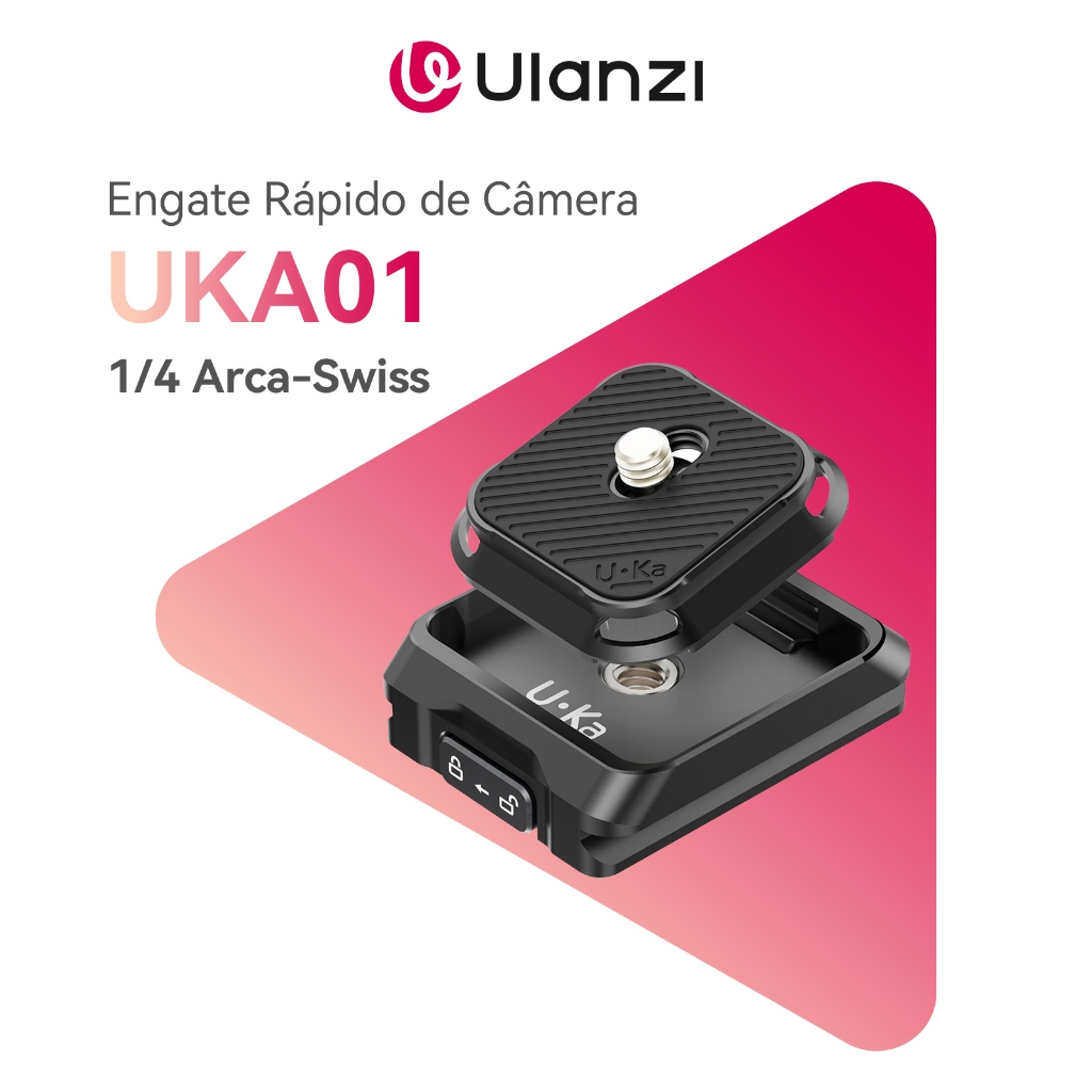Ulanzi UKA01 Engate Rápido de Câmera 1/4 Arca Swiss p/ DSLR Mirrorless e Câmera de Ação Quick Release