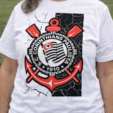 Camiseta Feminina Estampa Corinthians Timão Camisa Gaviões Fiel Time Coração Blusa Vai Mascote