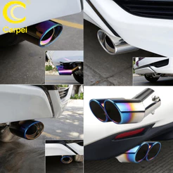 Universal Burned Tip Reto Bisel Saída Dupla Ponta Escapamento Carro Aço Inoxidável Slant Laminado Borda Auto Silenciador