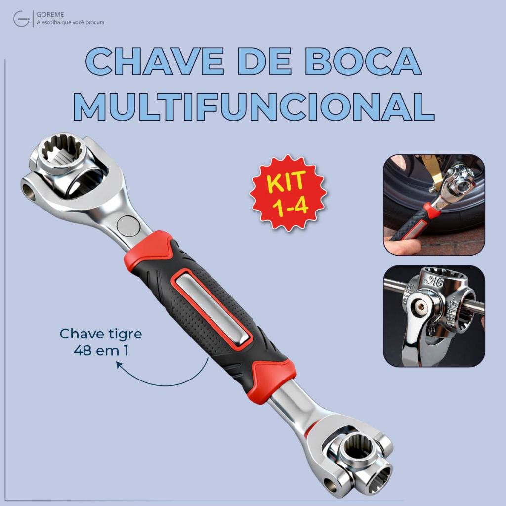 Chave Soquete com 8 Bocas Multifição 12 a 19mm Uso Profissional em Oferta na Shopee