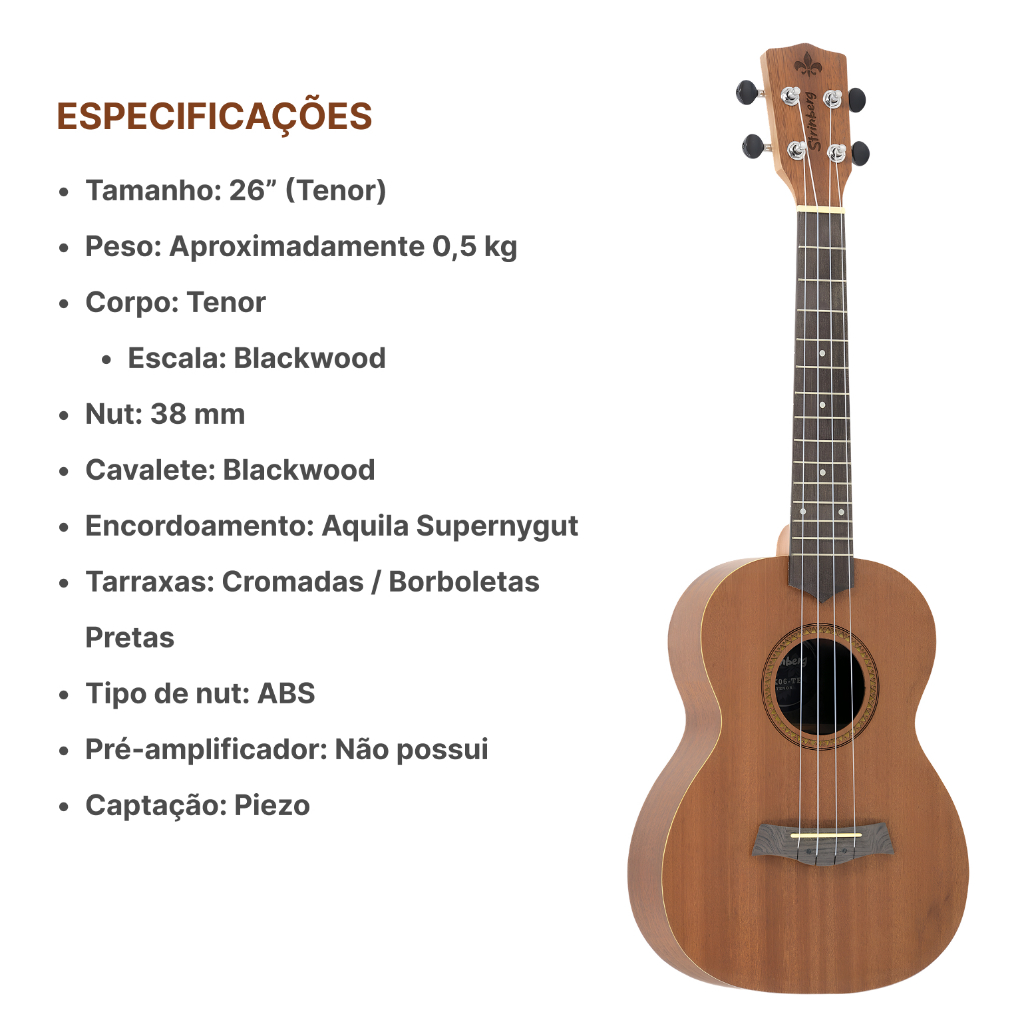 Ukulele Elétrico Strinberg Uk06t + Capa — imagem 2 de 2