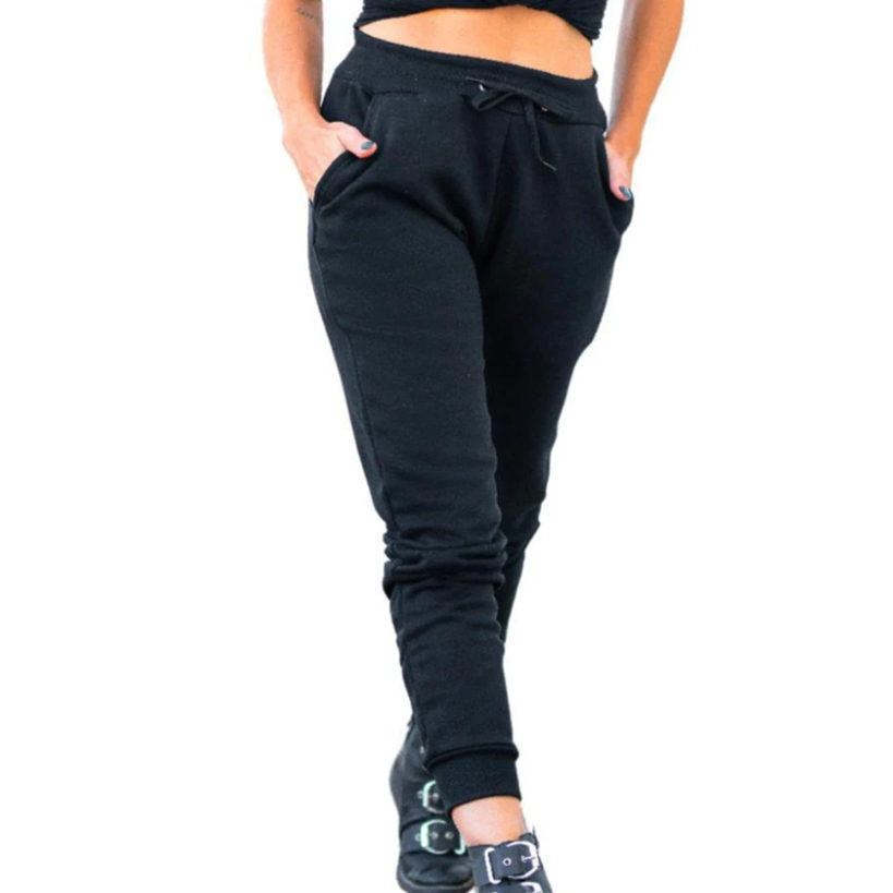 Calça moletom Feminina Jogger Cintura Alta Casual Básica Calça Jogger Gringa