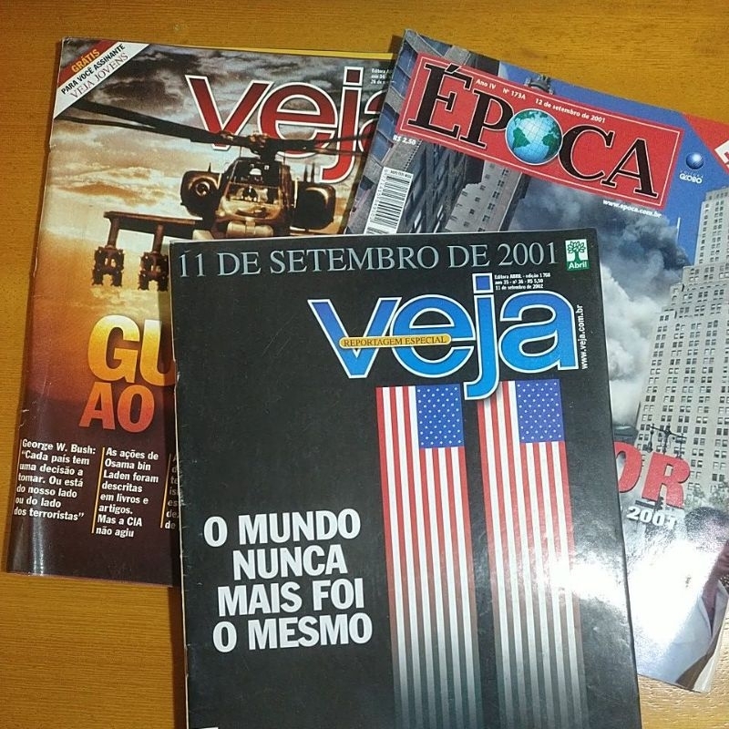 Promoção Relâmpago - Kit 3 Revistas Veja e Época Históricas sobre 11 de setembro Word Trade Center, raridade