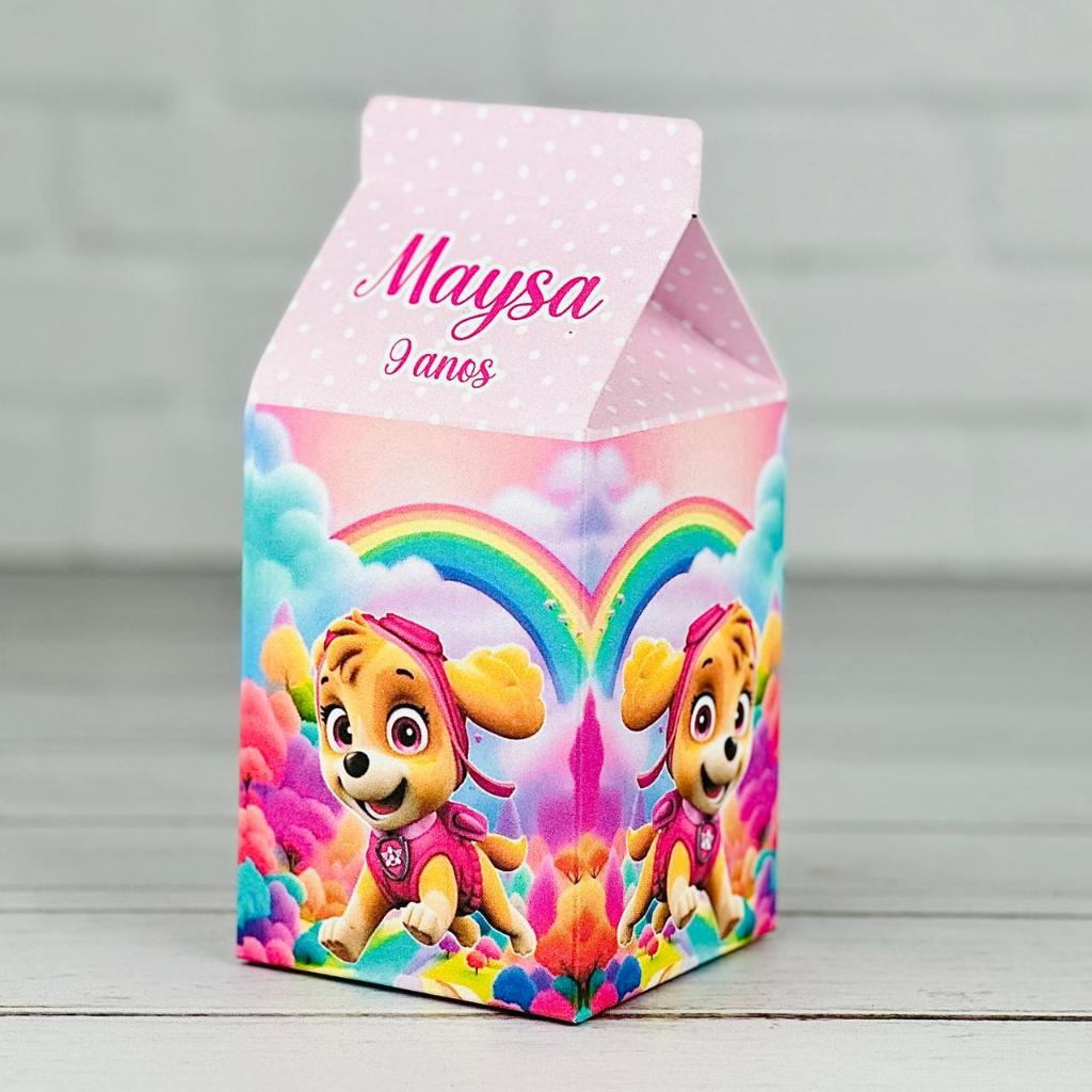 Caixinha Sky Patrulha Canina Menina | Caixa Milk Personalizada Com Nome | Mimos Aniversário Lembrancinhas Kit Festa