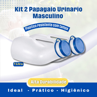 Kit 2 Coletores de Urina Hospitalar Papagaio 1000ml Com Tampa Para Acamados Emergência Incontinência Urinaria Masculino em Oferta na Shopee