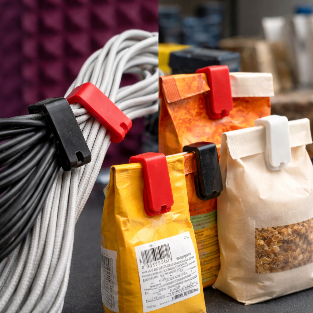 Organizador de Cabos e Clip Fecha Pacote Multiuso 3D Kit 10 ou 20 Prendedor de Fios e Embalagens Reutilizável