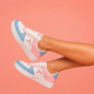 Tênis Branco Rosa Feminino Resistente e Leve Interior Estofado Para Conforto Diário em Oferta na Shopee