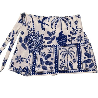 Short Saia Estampada com elástico nas costas, amarração em Oferta na Shopee
