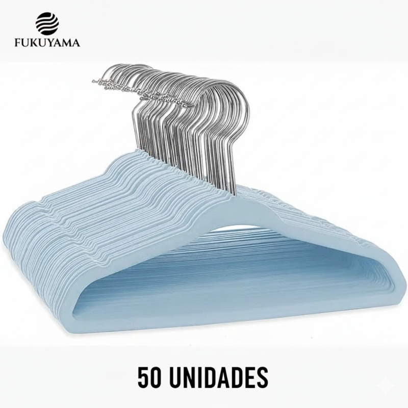 KIT 50 CABIDES AVELUDADO INFANTIL AZUEL FUKUYAMA Com Gancho Giratório 360°
