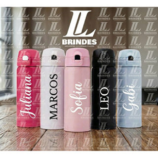 Garrafa Termica Personalizada Brilhante 400ml Com Seu Nome em Oferta na Shopee