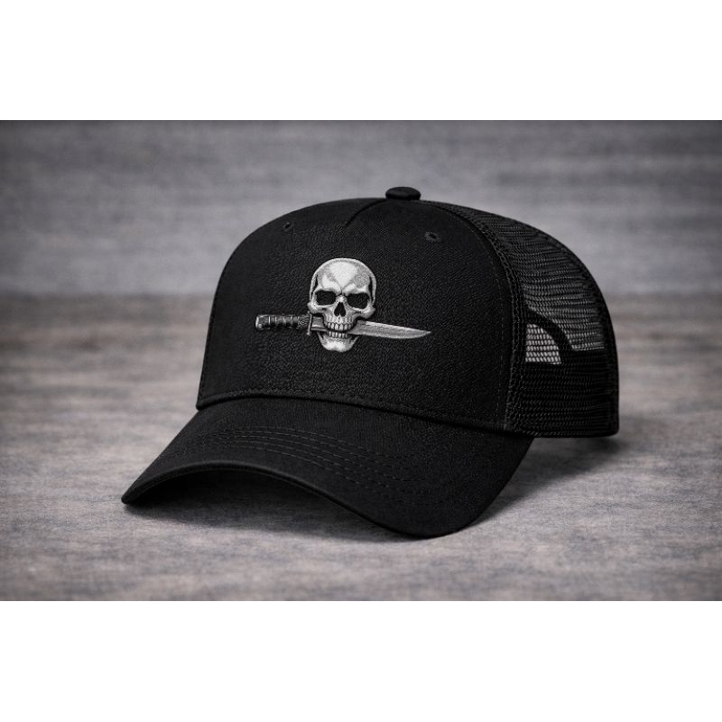 Boné Trucker Preto Masculino Estilo Tático Militar Operações Especiais Tropa Elite em DTF