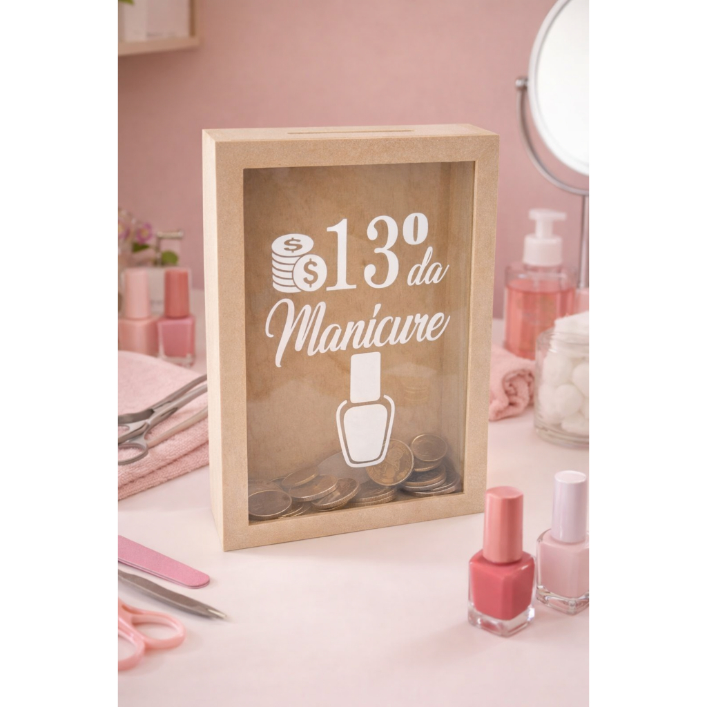 Quadro Cofre 27x17 13° Da Manicure Com Visor E Adesivo